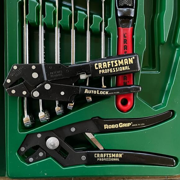 NEW Craftsman Vintage 9 pc Set Robo Grip Professional Tool Set Made USA 45444 - Picture 7 of 13